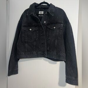 Zara Black Studded Denim Jacket